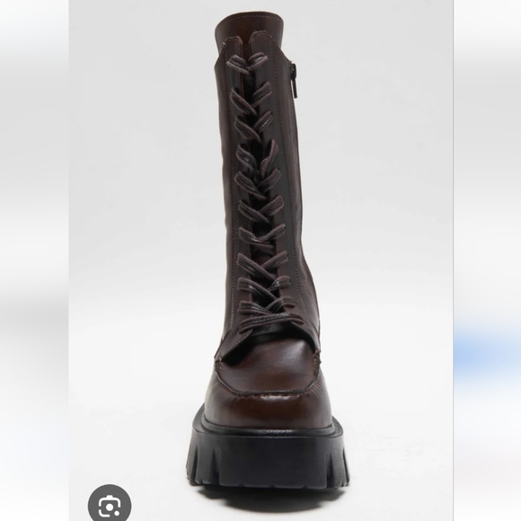 Free People Jones Lug Sole Lace Up Boots Burgundy 10 - Picture 3 of 11